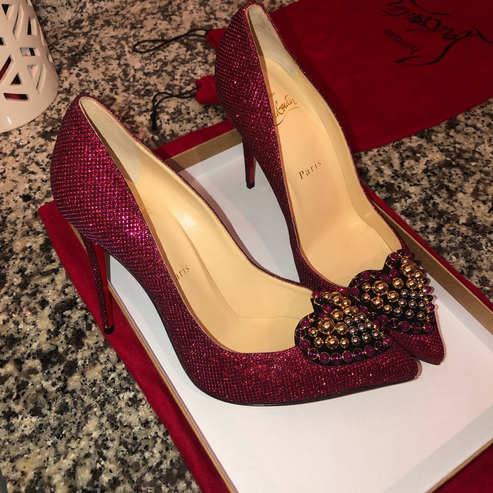 Christian Louboutin Coralta Mia Red Glitter Heart